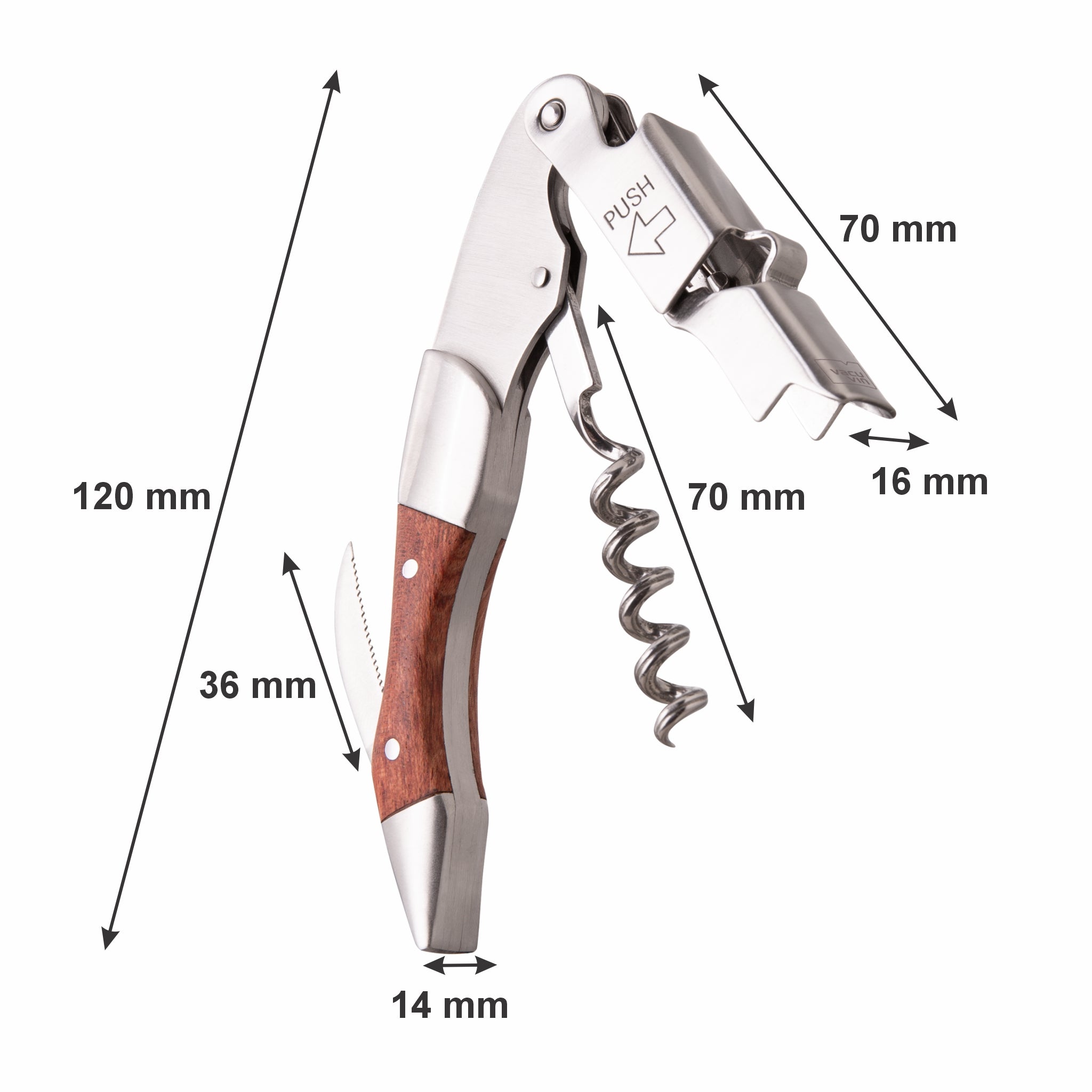 VACU VIN WAITERS CORKSCREW PUSH WOOD