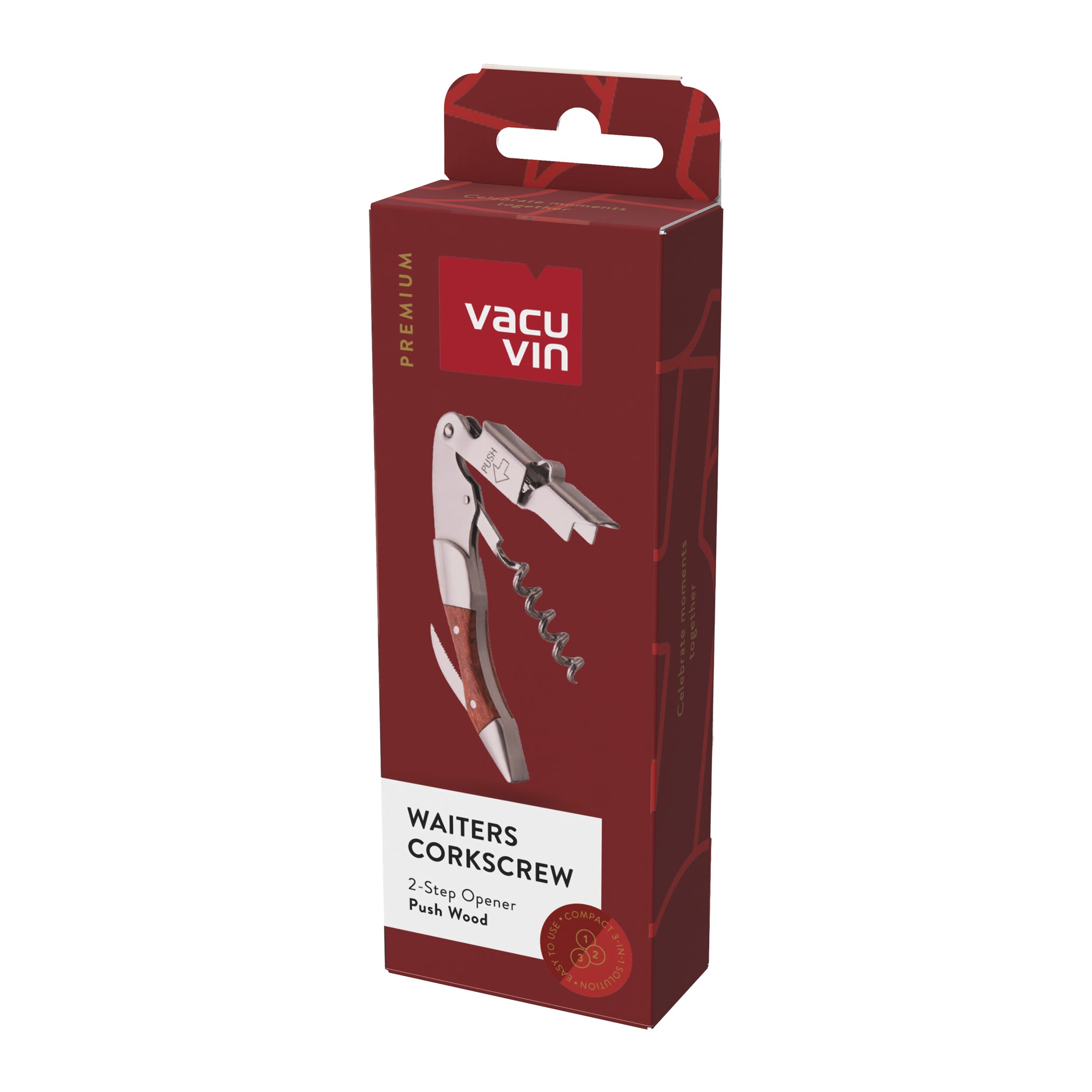 VACU VIN WAITERS CORKSCREW PUSH WOOD