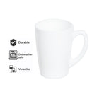 CONSOL WHITE OPAL GLASS BULLET SHAPE MUG, 320ML