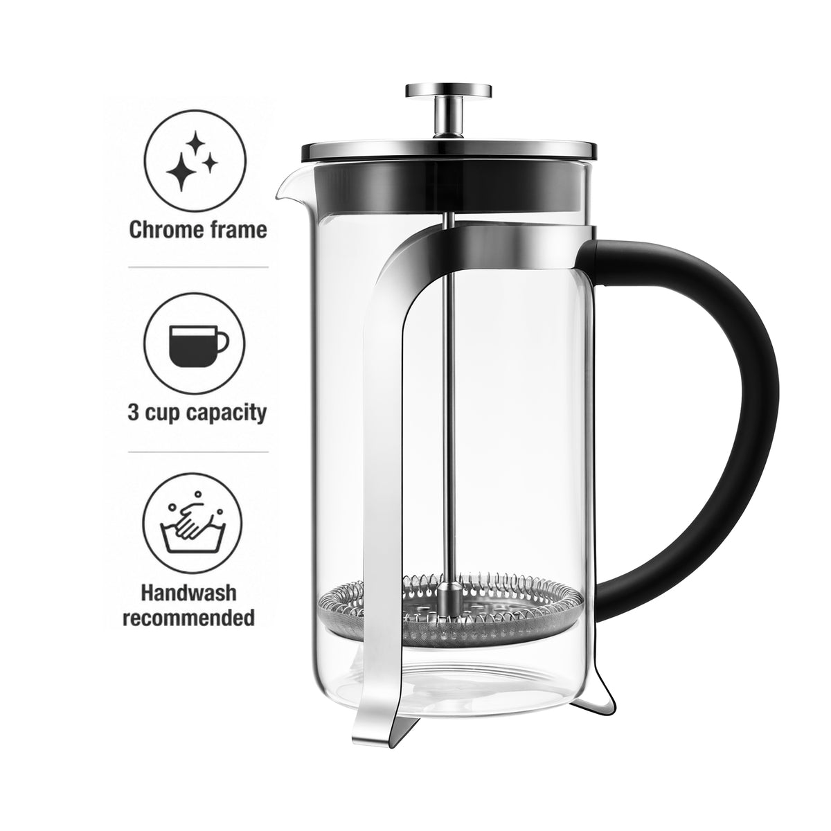 REGENT COFFEE PLUNGER 3 CUP WITH STAINLESS STEEL FRAME, 350ML