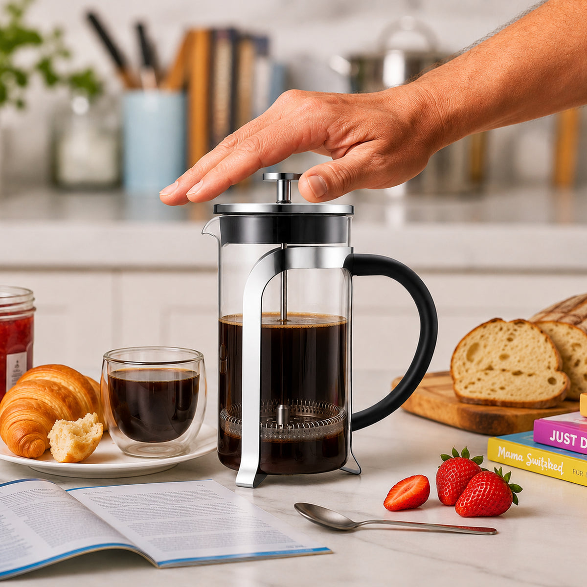 REGENT COFFEE PLUNGER 3 CUP WITH STAINLESS STEEL FRAME, 350ML