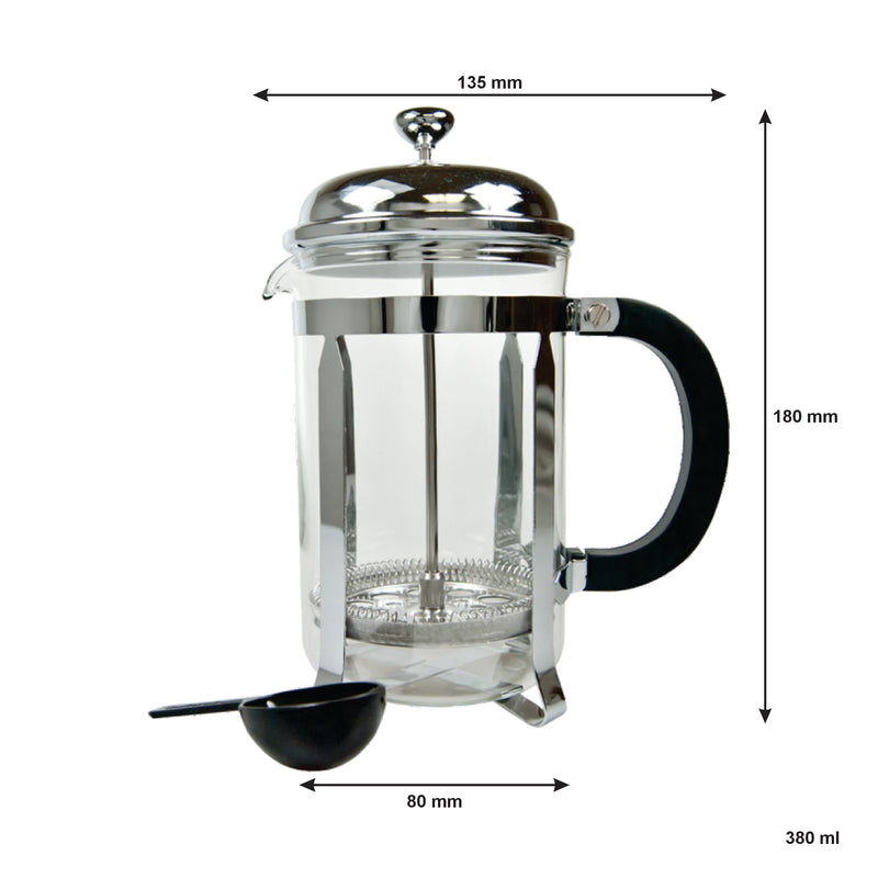 REGENT COFFEE PLUNGER WITH CHROME FRAME 3 CUP 380ML