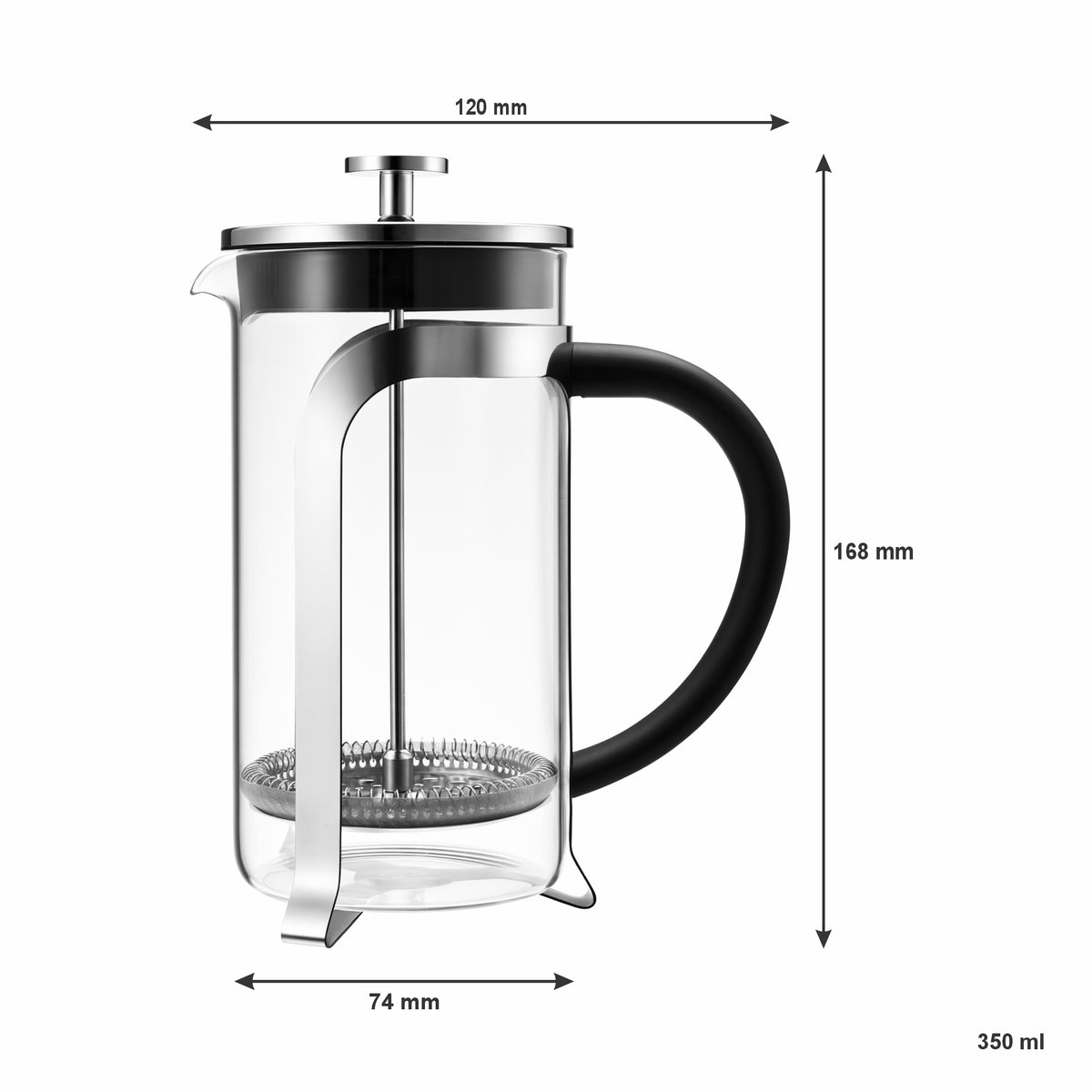 REGENT COFFEE PLUNGER 3 CUP WITH STAINLESS STEEL FRAME, 350ML