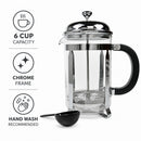 REGENT COFFEE PLUNGER 6 CUP WITH CHROME FRAME, 900ML