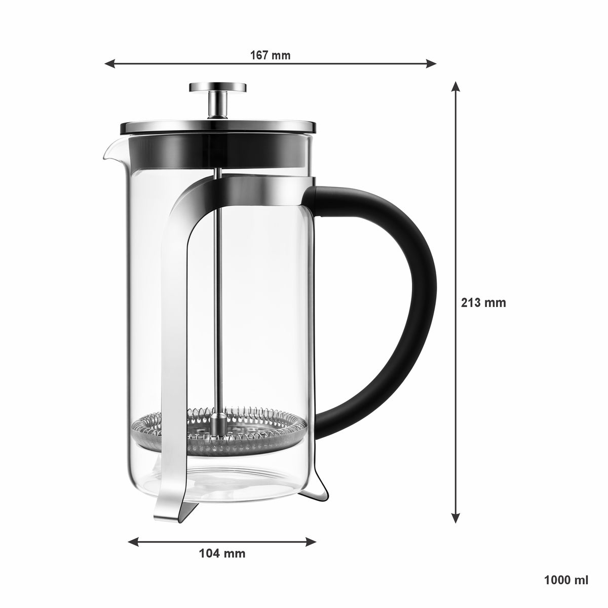 REGENT COFFEE PLUNGER 8 CUP WITH STAINLESS STEEL FRAME, 1L