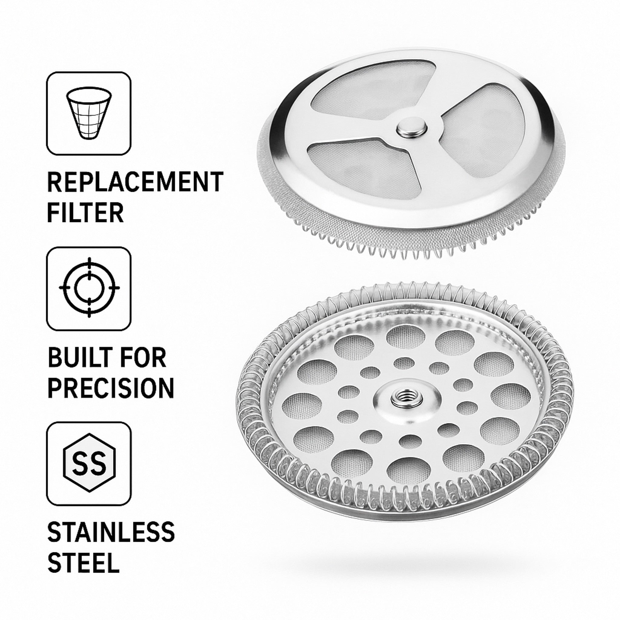 REGENT COFFEE PLUNGER 12 CUP REPLACEMENT FILTER ST STEEL, 110MM DIA