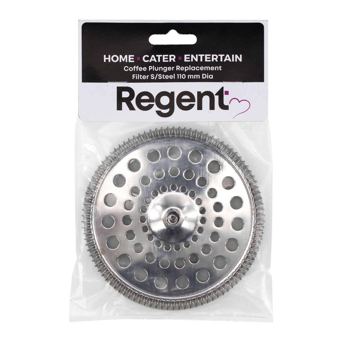 REGENT COFFEE PLUNGER 12 CUP REPLACEMENT FILTER ST STEEL, 110MM DIA