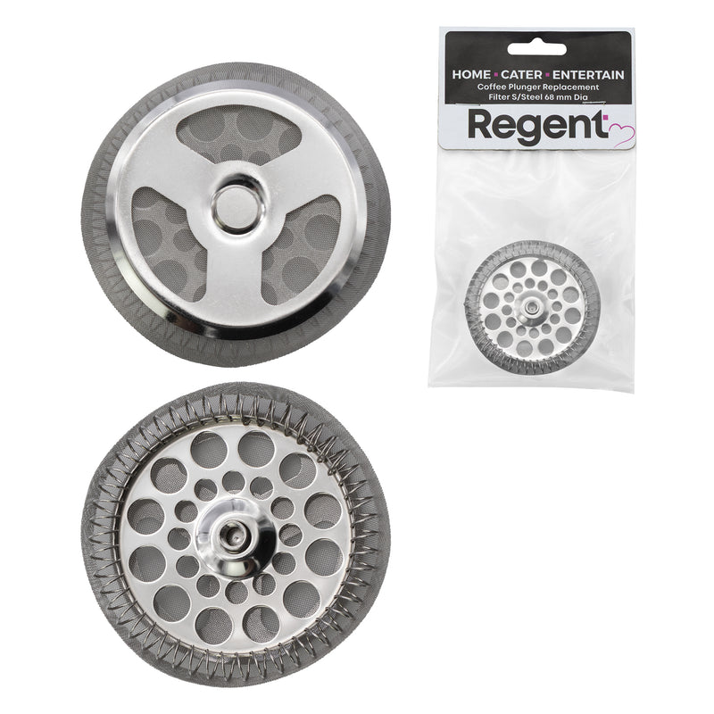 REGENT COFFEE PLUNGER 3 CUP REPLACEMENT FILTER ST STEEL, 68MM DIA