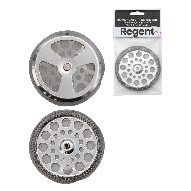 REGENT COFFEE PLUNGER  6 & 8 CUP REPLACEMENT FILTER ST STEEL, 90MM DIA
