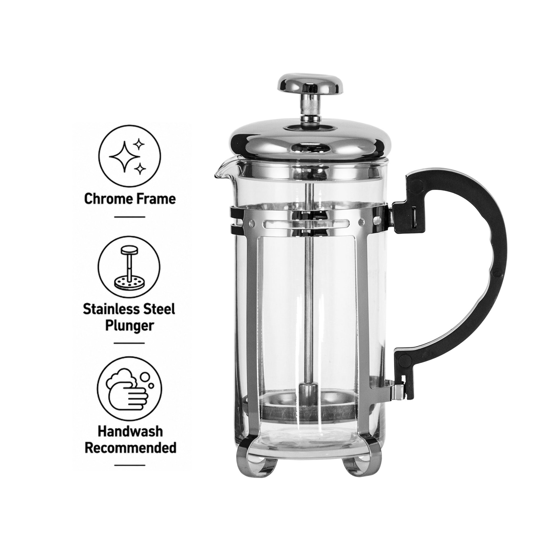 REGENT COFFEE PLUNGER 3 CUP WITH CHROME FRAME, 350ML