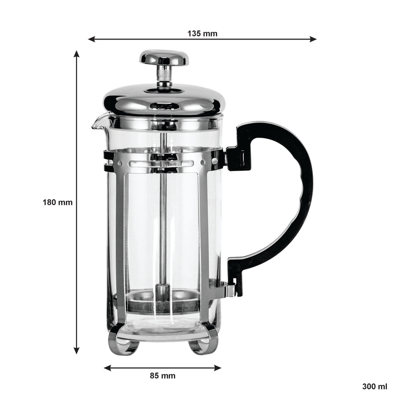REGENT COFFEE PLUNGER WITH CHROME FRAME 3 CUP, (300ML)