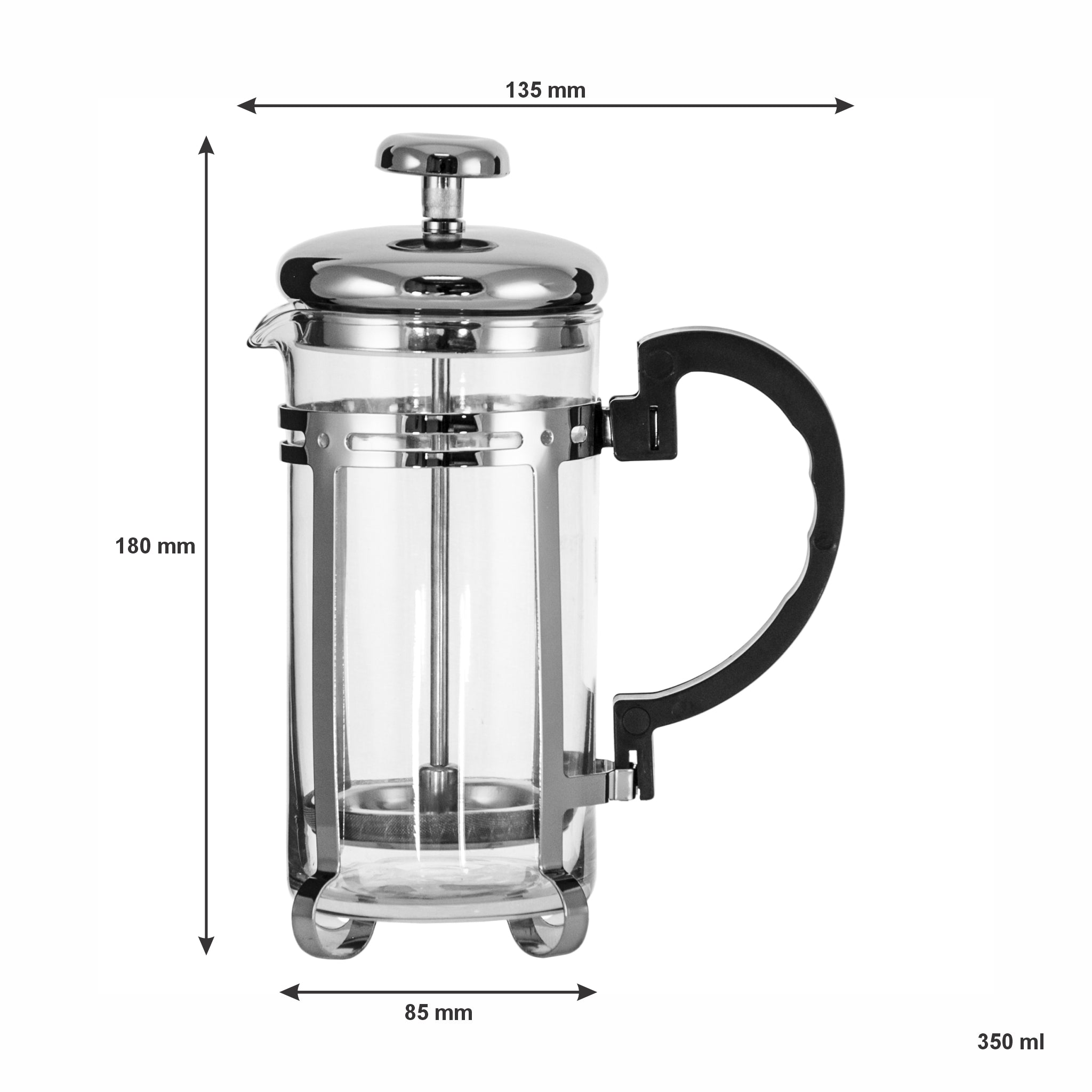 REGENT COFFEE PLUNGER CUP WITH CHROME FRAME, 350ML – HCS Home