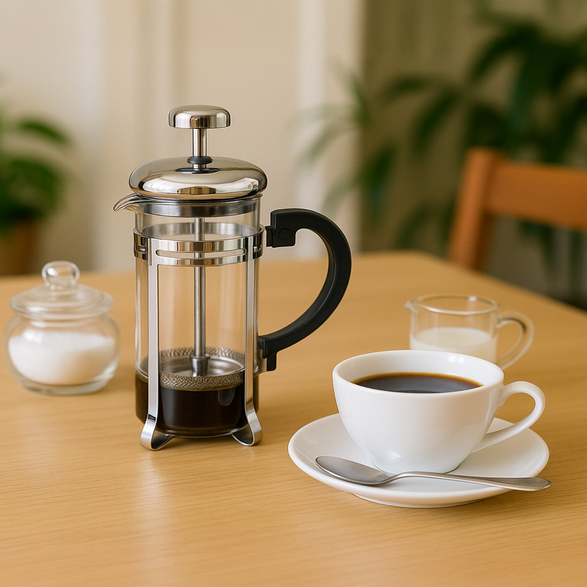 REGENT COFFEE PLUNGER 3 CUP WITH CHROME FRAME, 350ML