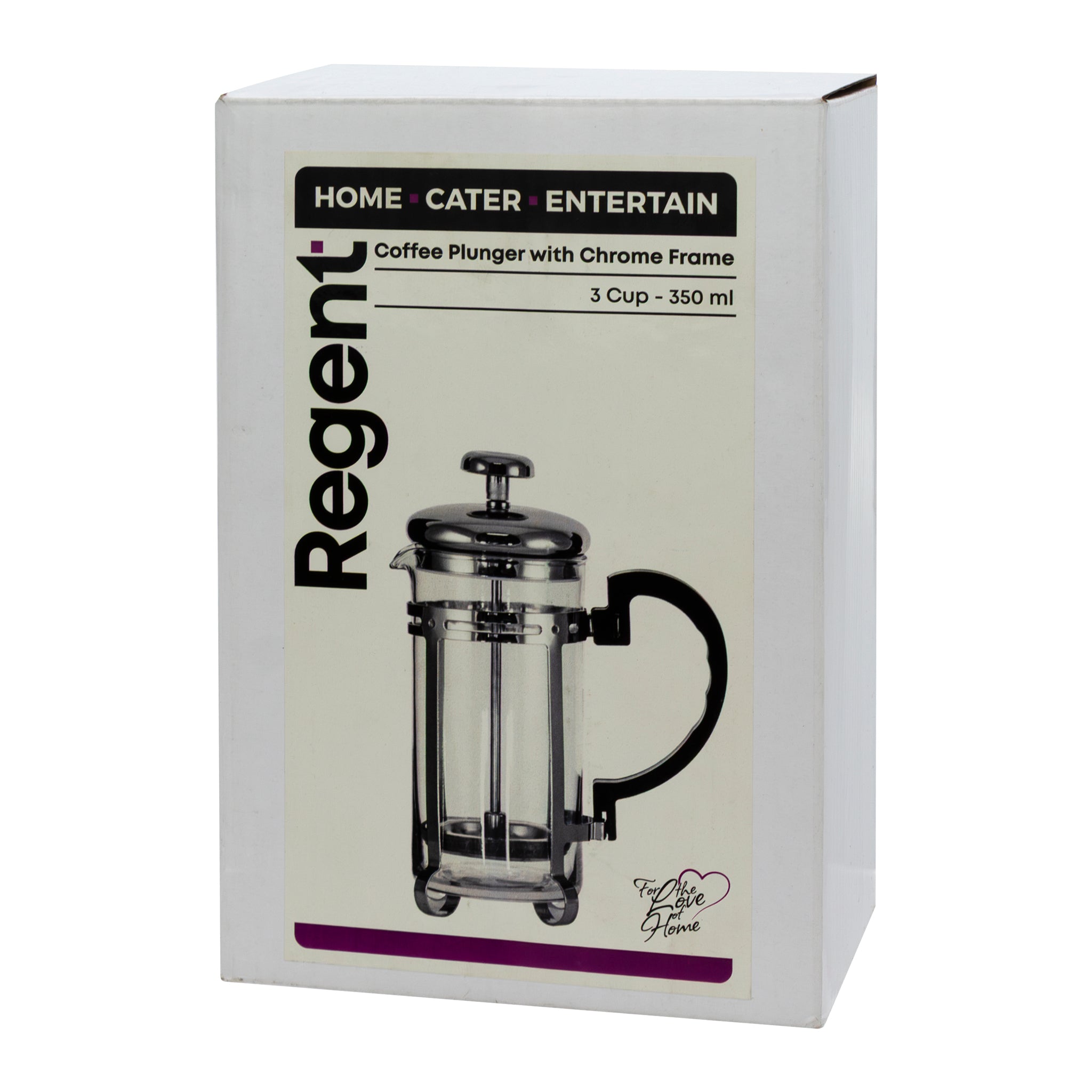 REGENT COFFEE PLUNGER 3 CUP WITH CHROME FRAME, 350ML