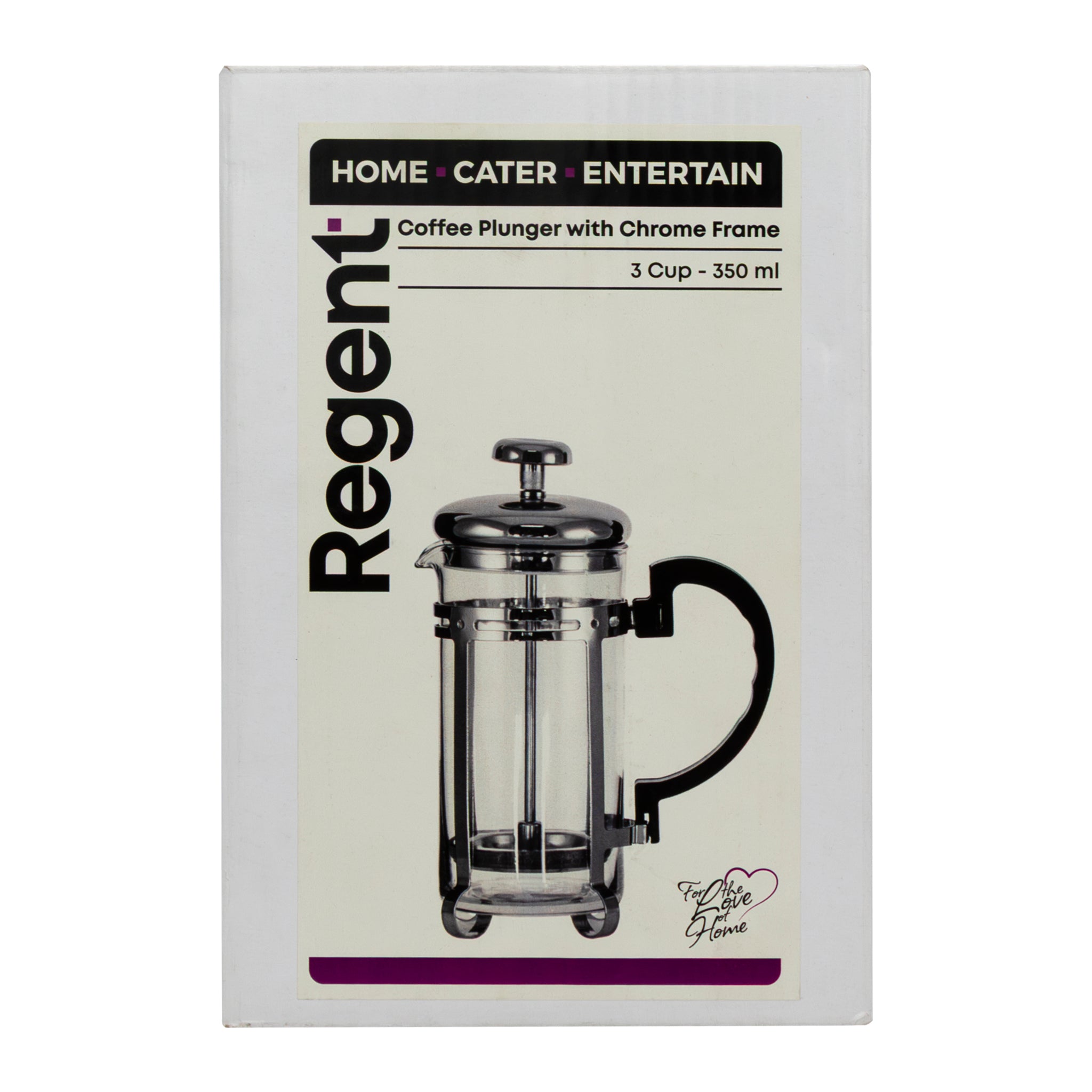 REGENT COFFEE PLUNGER 3 CUP WITH CHROME FRAME, 350ML