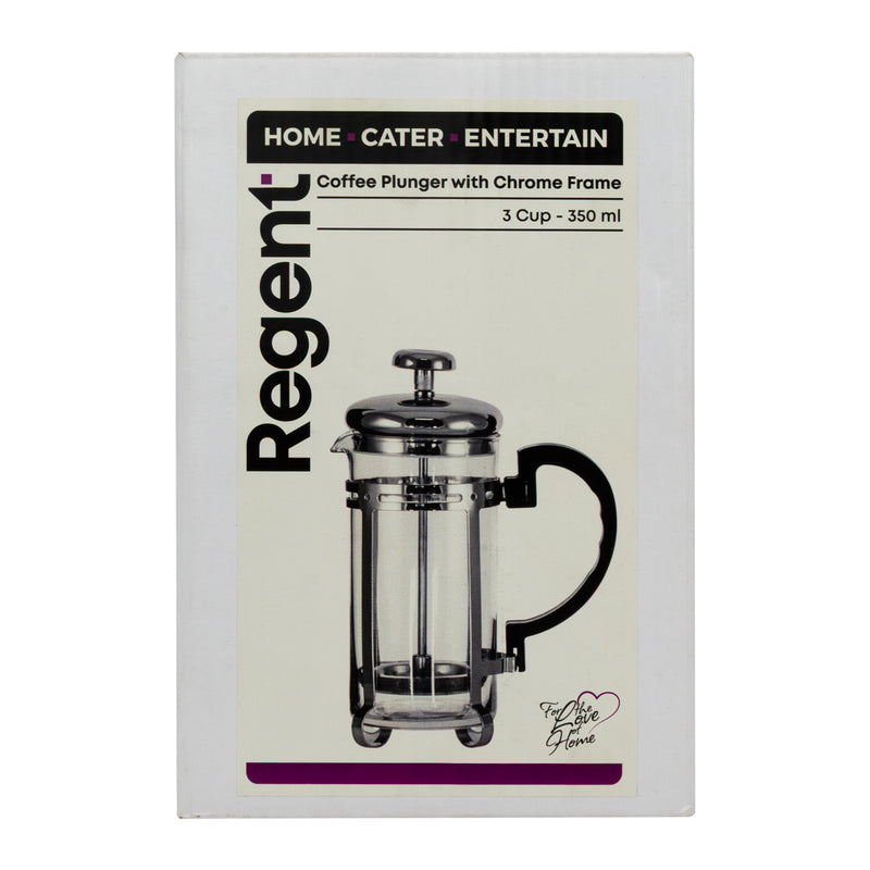 REGENT COFFEE PLUNGER 3 CUP WITH CHROME FRAME, 350ML