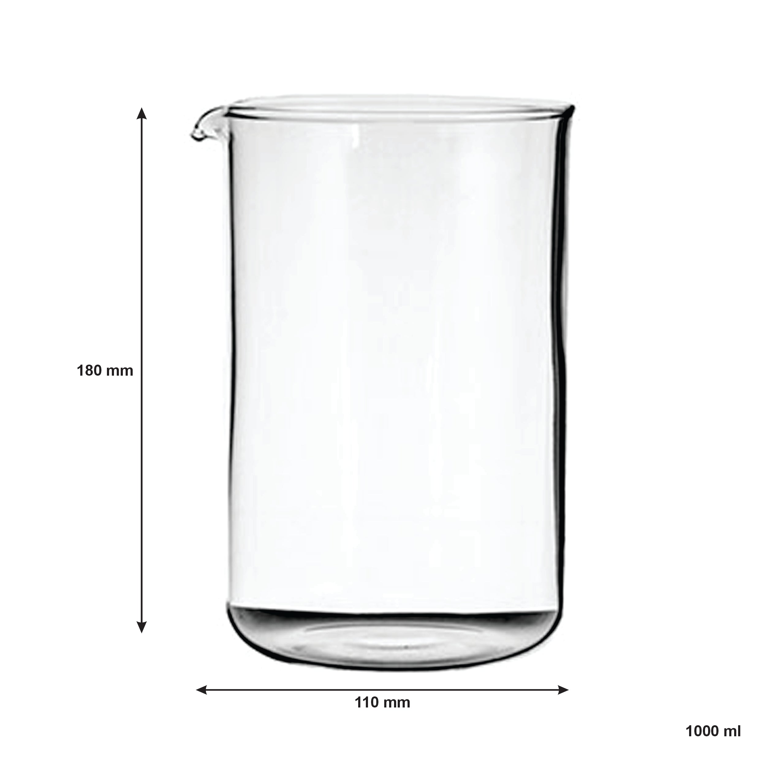 REGENT COFFEE PLUNGER 8 CUP REPLACEMENT GLASS , 1L TO FIT 41229, 21842