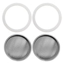 REGENT COFFEE MAKER ALUMINIUM 3 CUP REPLACEMENT FILTERS(2) & RUBBER SEALS (2) 4 PCE SET, (55MM DIA)