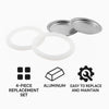 REGENT COFFEE MAKER 9 CUP REPLACEMENT FILTERS(2) & RUBBER SEALS(2) ALUMINIUM 4PK, (SEAL 73MM DIA)