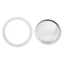REGENT COFFEE MAKER ALUMINIUM 9 CUP REPLACEMENT FILTERS(2) & RUBBER SEALS(2) 4 PCE SET, (73MM DIA)