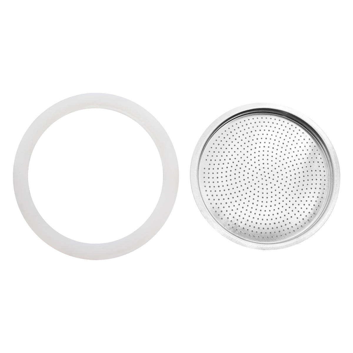 REGENT COFFEE MAKER 12 CUP REPLACEMENT FILTERS(2) & RUBBER SEALS(2) ALUMINIUM 4PK, (SEAL 80MM DIA)