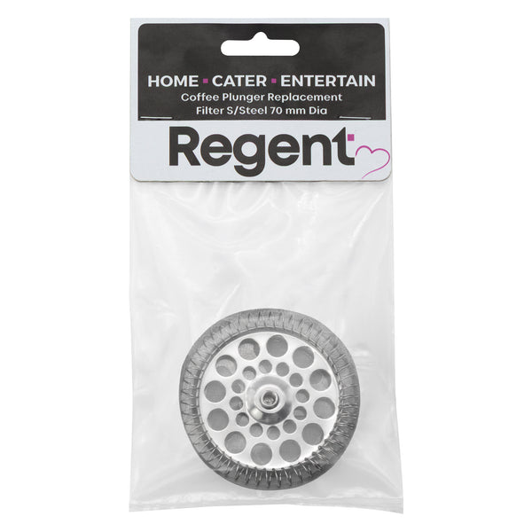 REGENT COFFEE PLUNGER 3 CUP DOUBLE WALLED ST STEEL REPLACEMENT FILTER, 70MM DIA