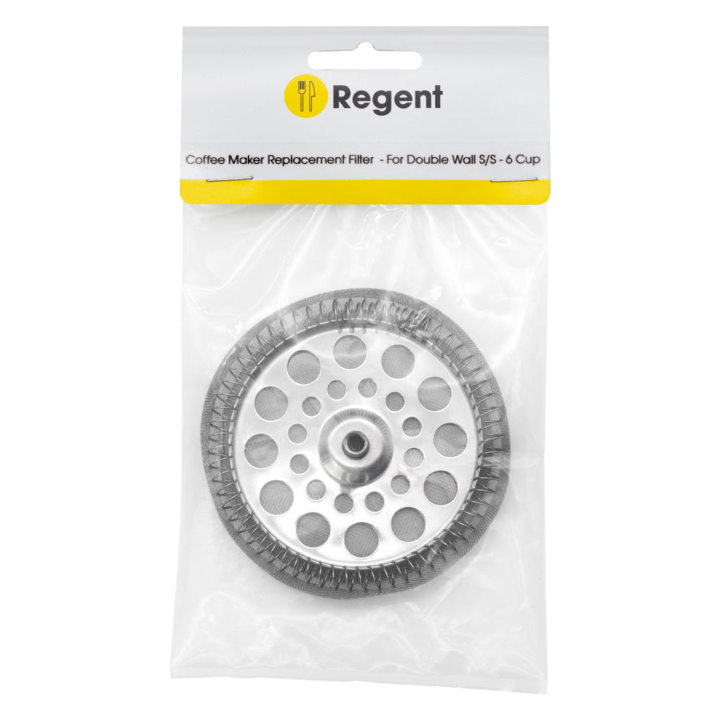 REGENT COFFEE PLUNGER DOUBLE WALLED ST STEEL REPLACEMENT FILTER 6 CUP, (80MM DIA)