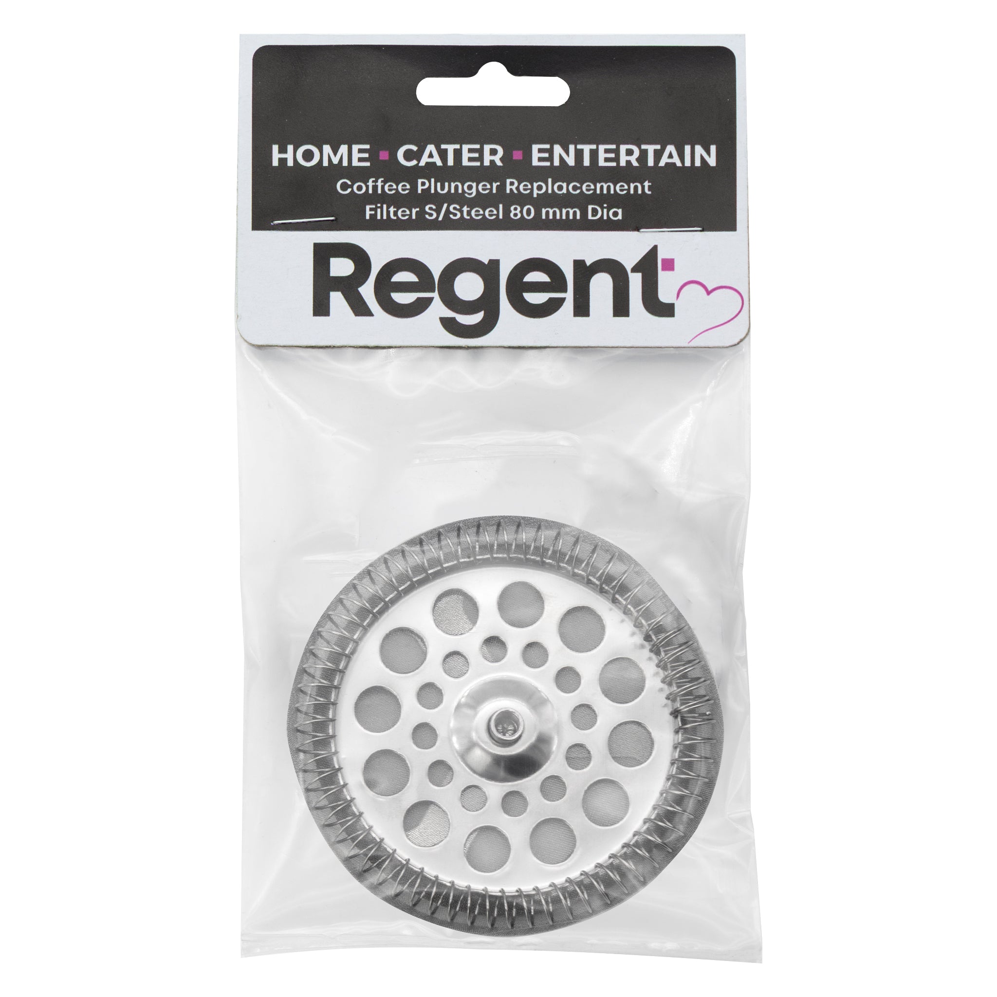 REGENT COFFEE PLUNGER 6 CUP DOUBLE WALLED ST STEEL REPLACEMENT FILTER, 80MM DIA