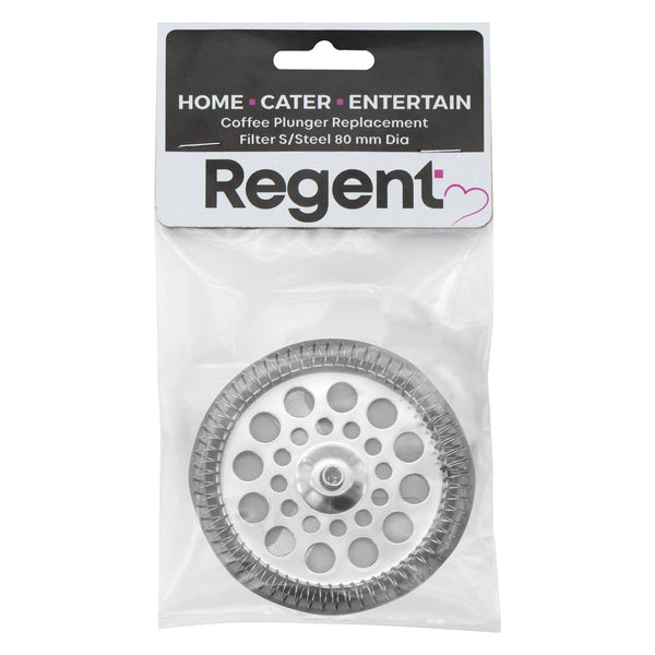 REGENT COFFEE PLUNGER 6 CUP DOUBLE WALLED ST STEEL REPLACEMENT FILTER, 80MM DIA