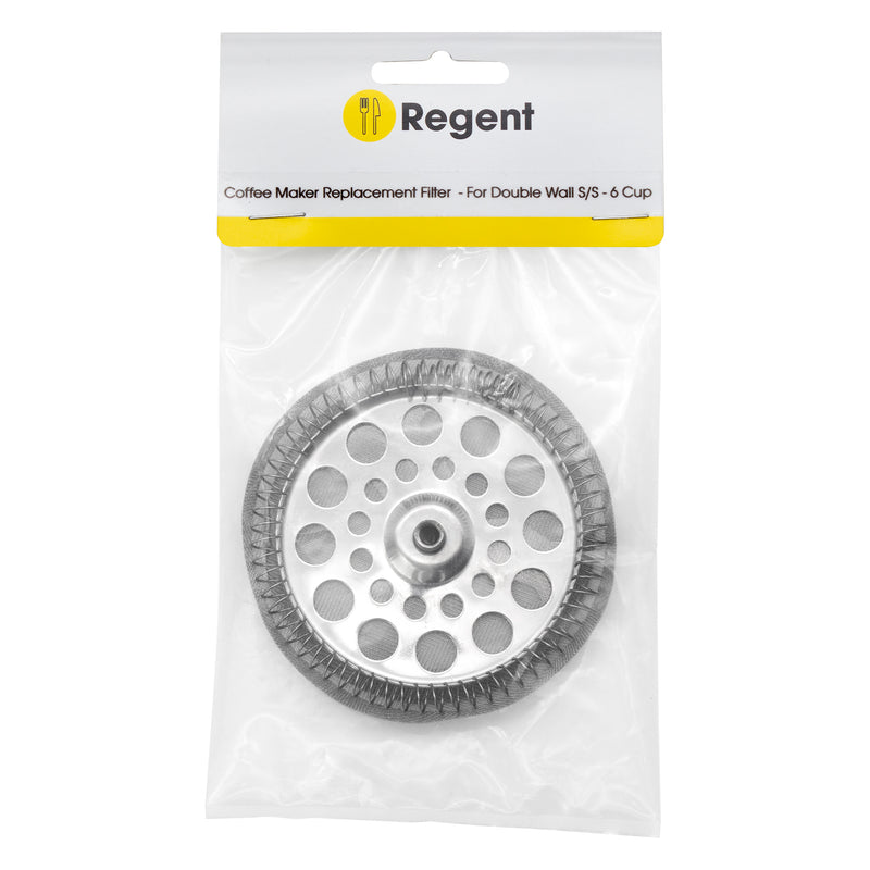 REGENT COFFEE PLUNGER DOUBLE WALLED ST STEEL REPLACEMENT FILTER 6 CUP, (80MM DIA)