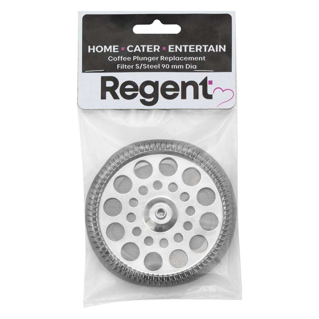 REGENT COFFEE PLUNGER 8 CUP DOUBLE WALLED ST STEEL REPLACEMENT FILTER, 90MM DIA