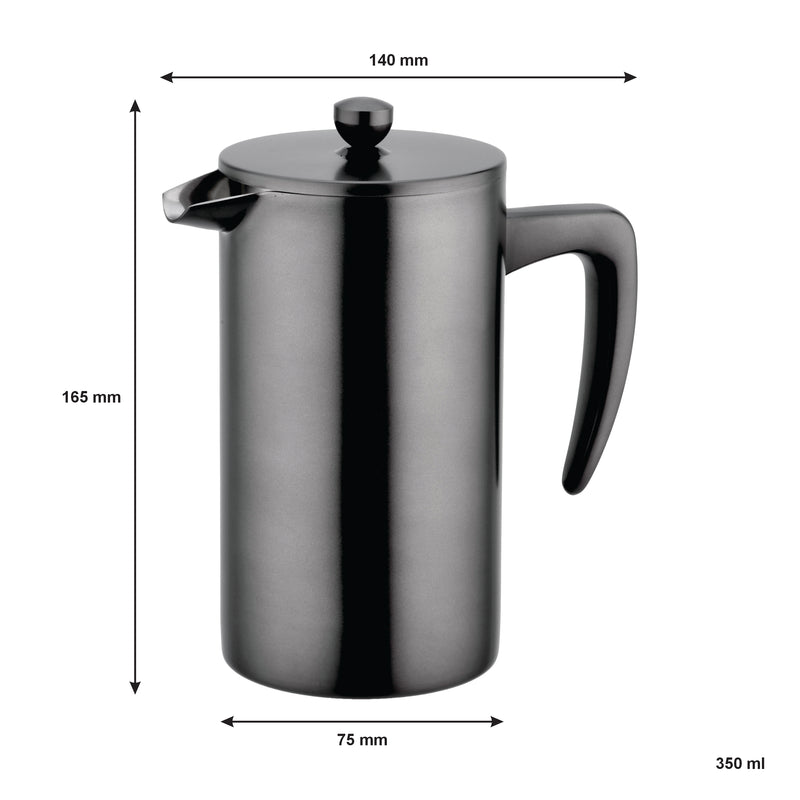 REGENT SIDAMO COFFEE MAKER DOUBLE WALL GUN METAL BLACK ST STEEL 3 CUP, (350ML)