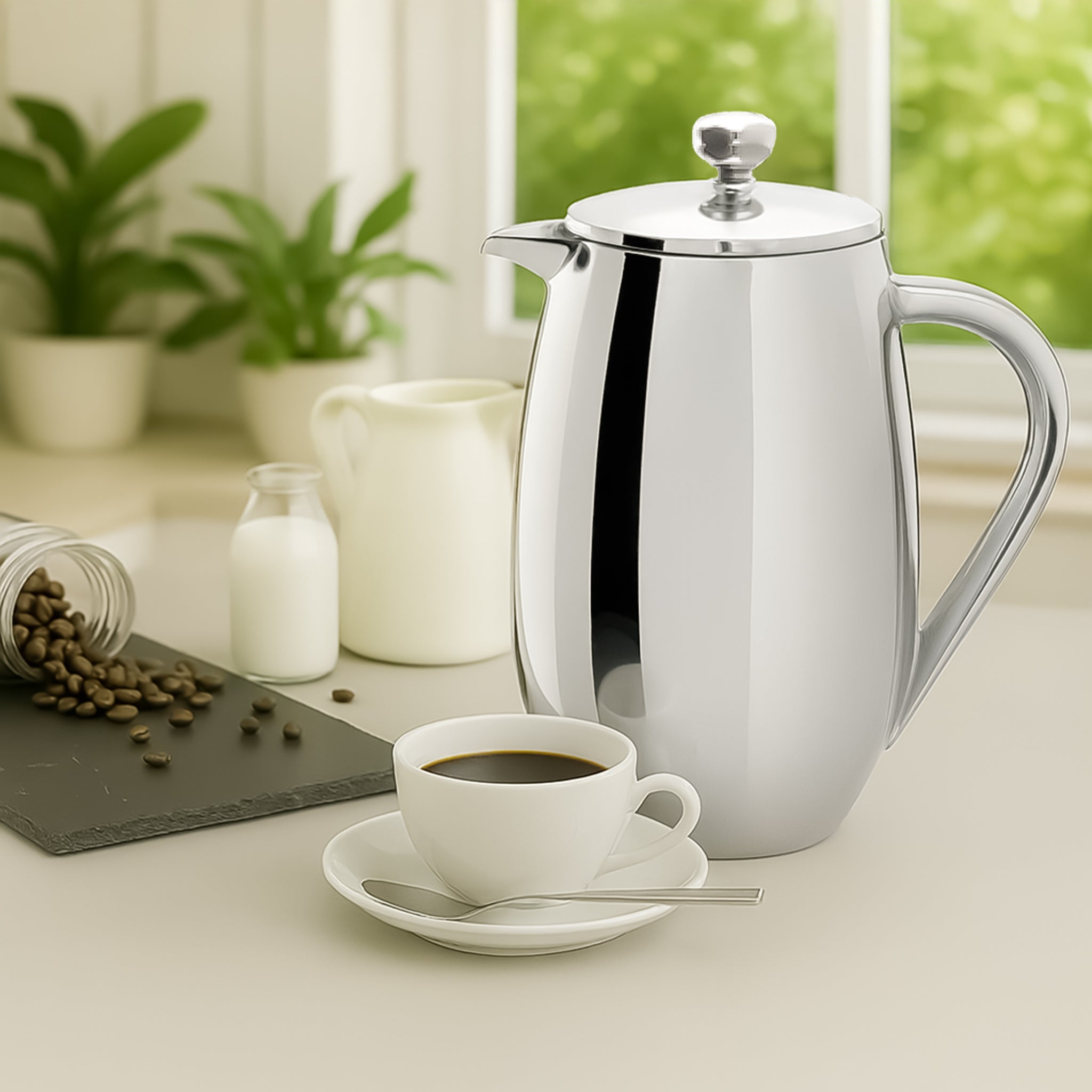 REGENT BRAZIL COFFEE PLUNGER DOUBLE WALL ST STEEL 8 CUP, 1L