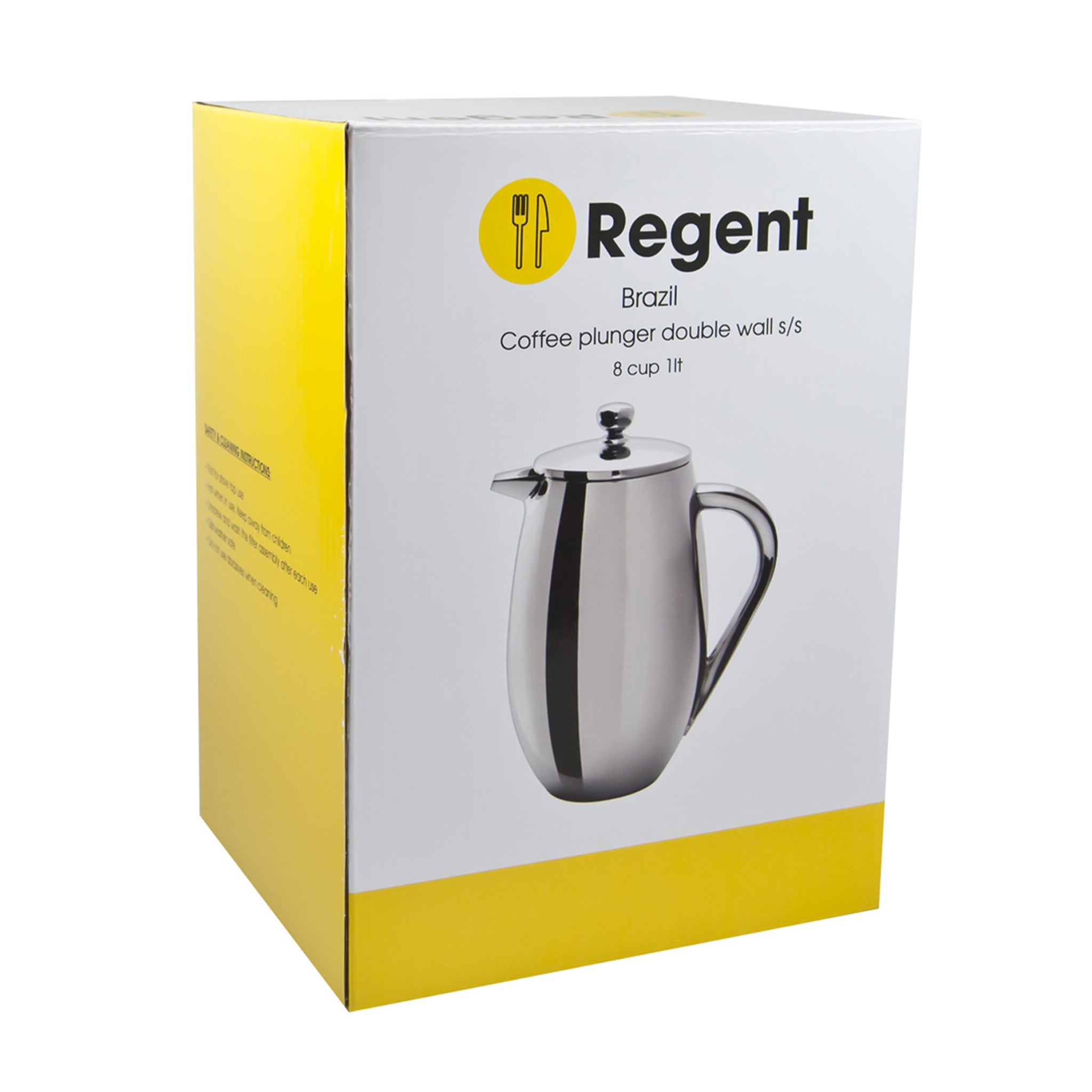 REGENT BRAZIL COFFEE PLUNGER DOUBLE WALL ST STEEL 8 CUP, 1L