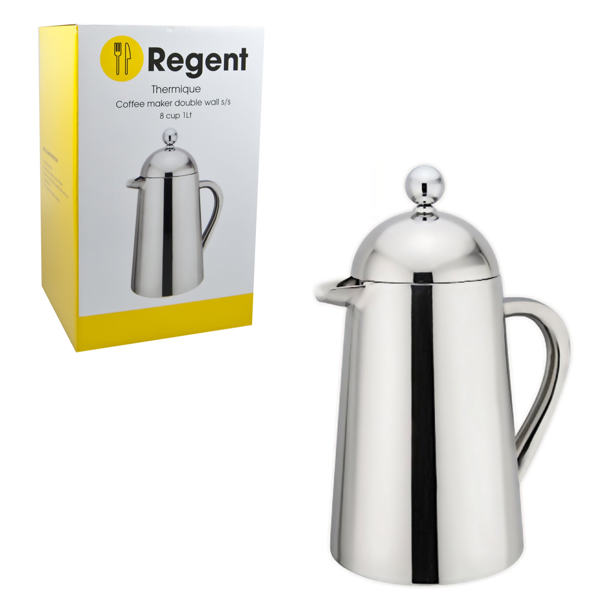 REGENT THERMIQUE COFFEE PLUNGER DOUBLE WALL ST STEEL 8 CUP, 1L