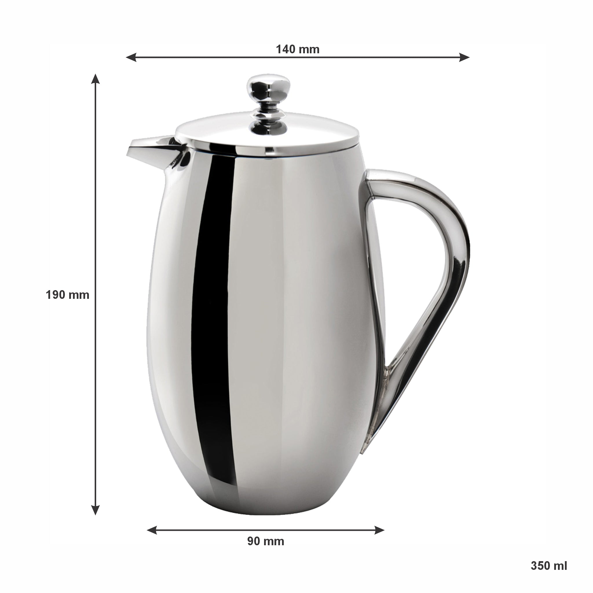 REGENT BRAZIL COFFEE PLUNGER DOUBLE WALL ST STEEL 3 CUP, 350ML