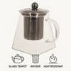 REGENT SQUARE TEAPOT BOROSILICATE GLASS WITH ST. STEEL INFUSER AND LID, 550ML