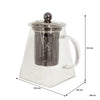 REGENT SQUARE TEAPOT BOROSILICATE GLASS WITH ST. STEEL INFUSER AND LID, 550ML