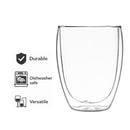 CONSOL ROMA DOUBLE WALL BOROSILICATE GLASS TEA/COFFEE CUP 2PK, 350ML