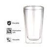 CONSOL ROMA DOUBLE WALL SQUARE BOROSILICATE GLASS TEA/COFFEE CUP 2PK, 380ML