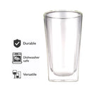 CONSOL ROMA DOUBLE WALL SQUARE BOROSILICATE GLASS CUP 2PK, 380ML