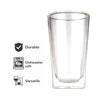 CONSOL ROMA DOUBLE WALL SQUARE BOROSILICATE GLASS CUP 2PK, 380ML