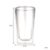 CONSOL ROMA DOUBLE WALL SQUARE BOROSILICATE GLASS TEA/COFFEE CUP 2PK, 380ML