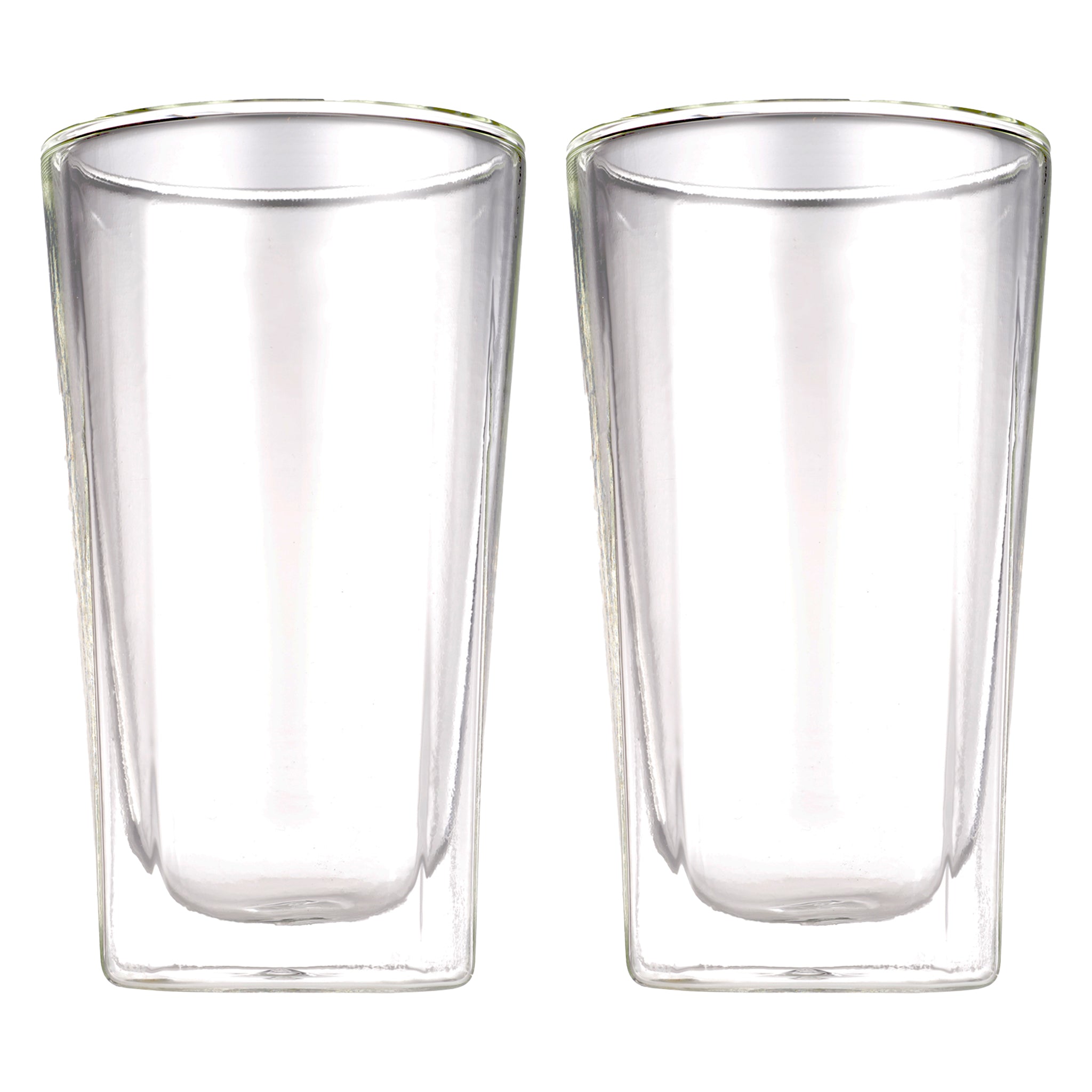 CONSOL ROMA DOUBLE WALL SQUARE BOROSILICATE GLASS TEA/COFFEE CUP 2PK, 380ML
