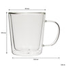 CONSOL ROMA DOUBLE WALL BOROSILICATE GLASS TEA/COFFEE MUG 2PK, 320ML
