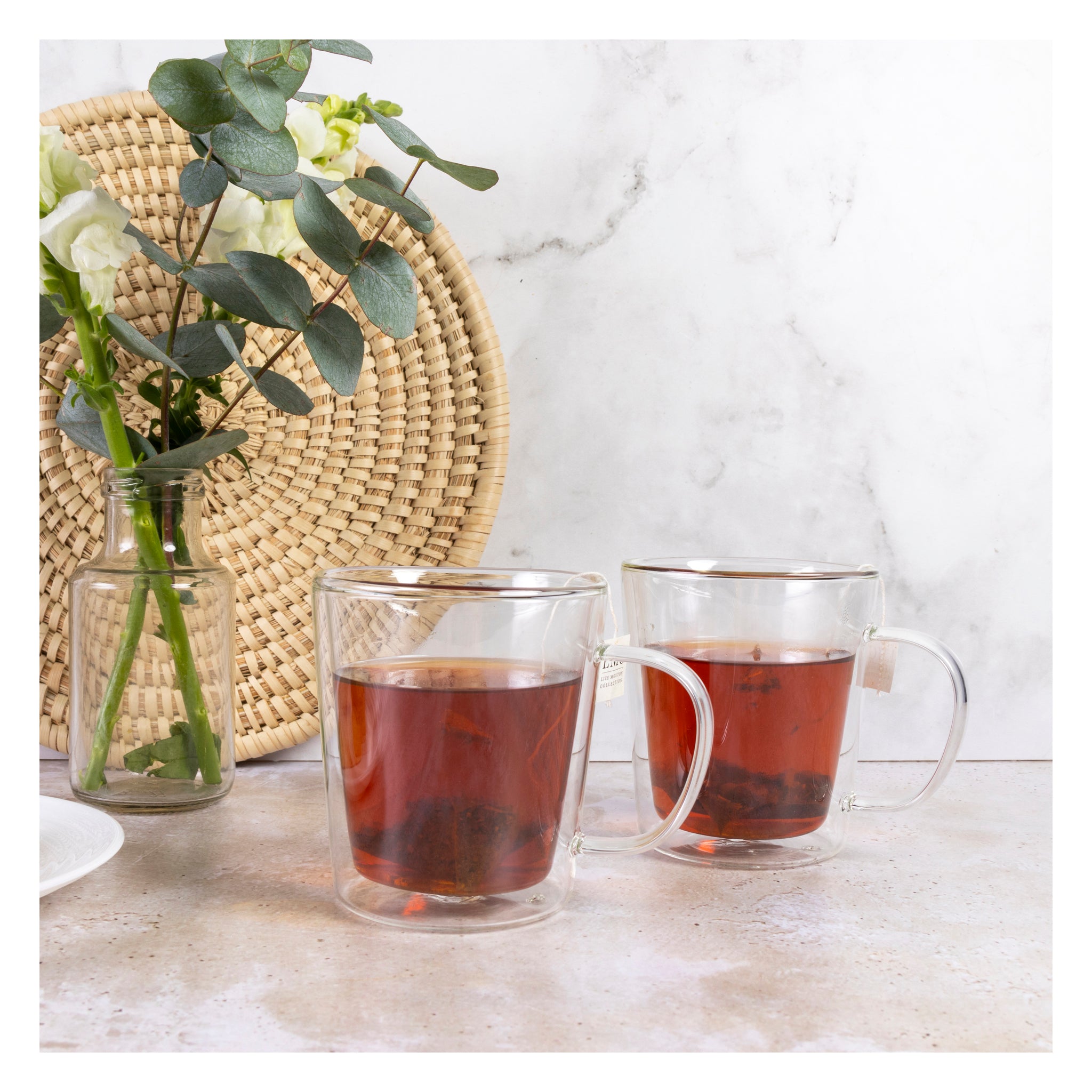 CONSOL ROMA DOUBLE WALL BOROSILICATE GLASS TEA/COFFEE MUG 2PK, 320ML