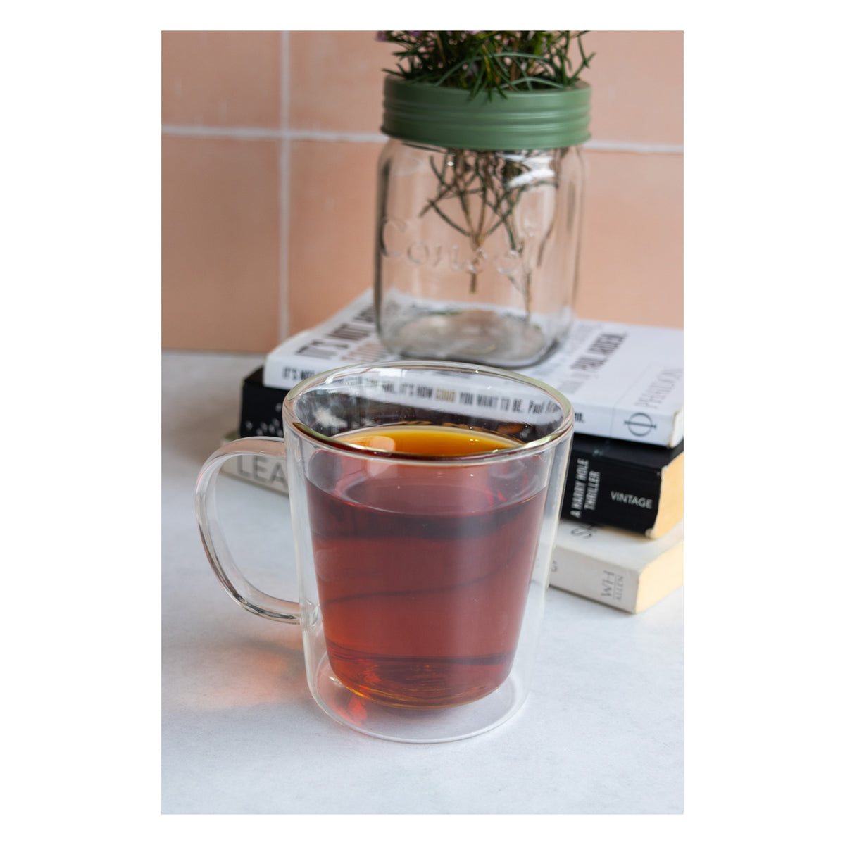 CONSOL ROMA DOUBLE WALL BOROSILICATE GLASS TEA/COFFEE MUG 2PK, 320ML