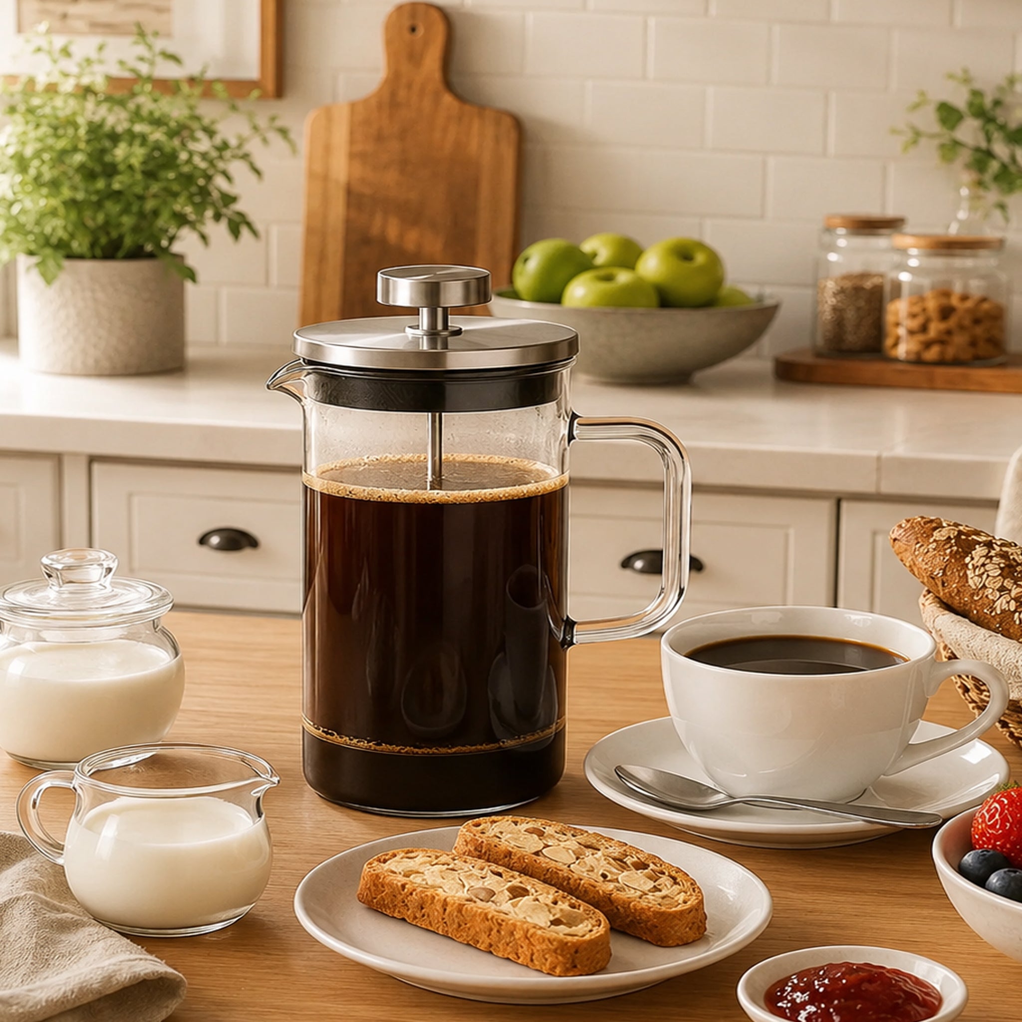 CONSOL CADIZ BOROSILICATE GLASS COFFEE PLUNGER, 600ML