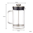 CONSOL CADIZ BOROSILICATE GLASS COFFEE PLUNGER WITH S/STEEL LID AND KNOB, (600ML)