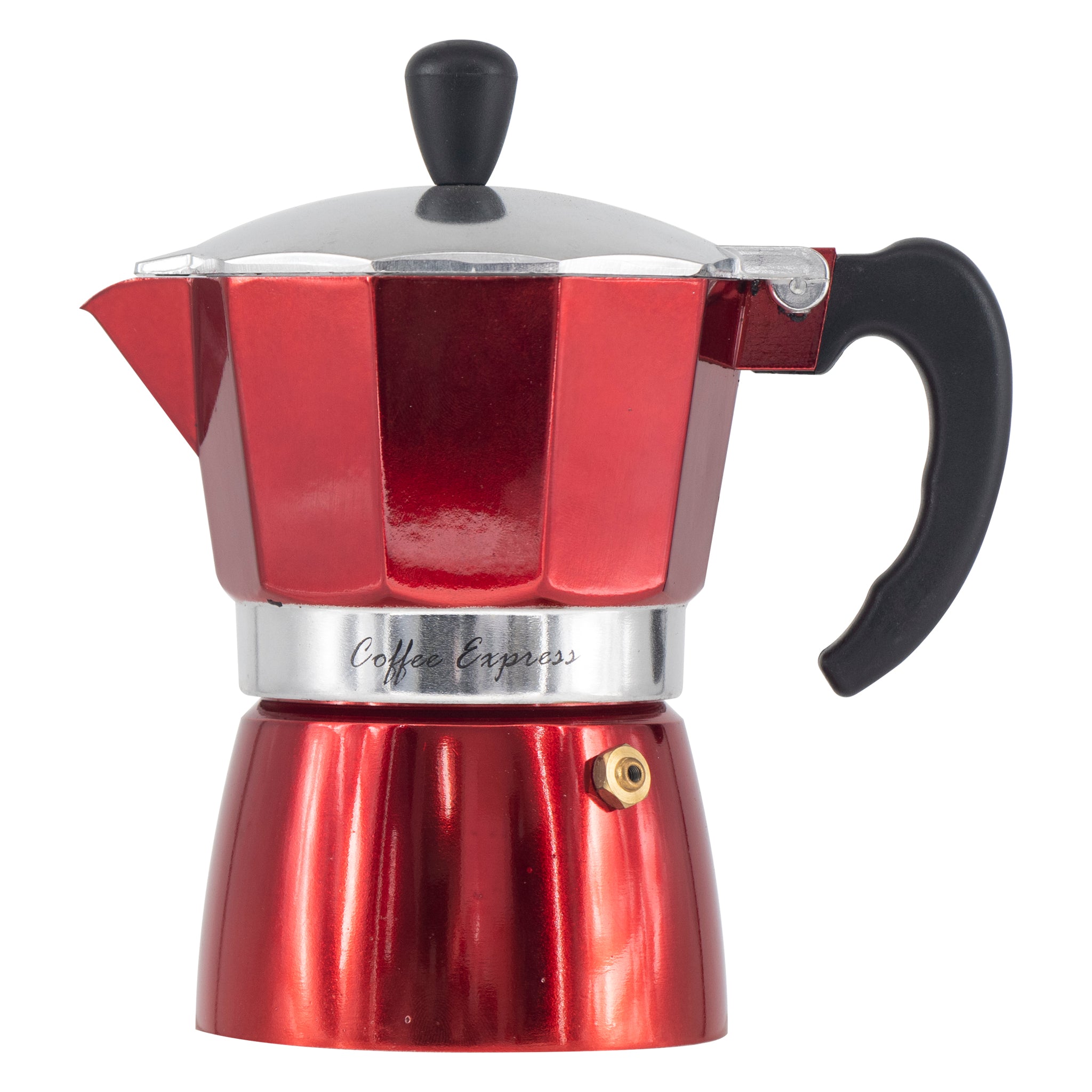 REGENT COFFEE MAKER ALUMINIUM 2 TONE RED SILVER 3 CUP 150ML